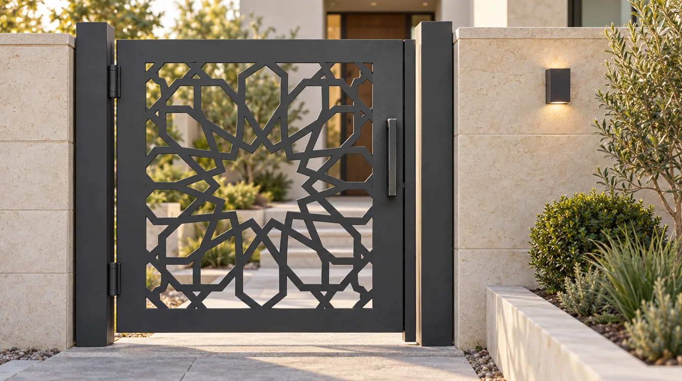بوابة معدنية بنقشة هندسية مقصوصة