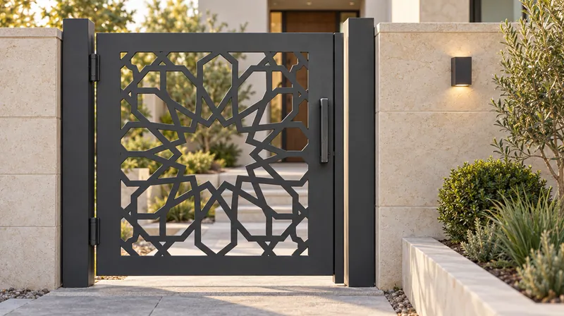 بوابة معدنية بنقشة هندسية مقصوصة